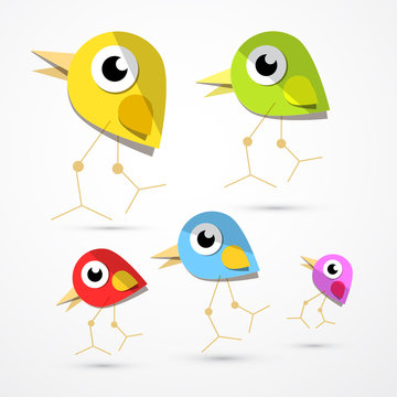 Vector Birds Isolated on Light Background