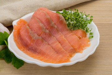 Sliced salmon