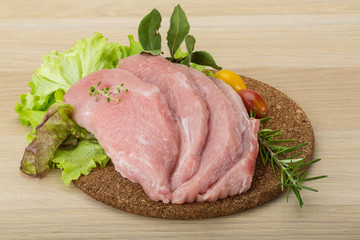 Raw pork schnitzel