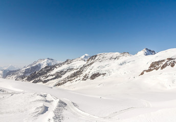 Fototapeta na wymiar Aletsch Glacier in the Jungfraujoch, Swiss Alps, Switzerland