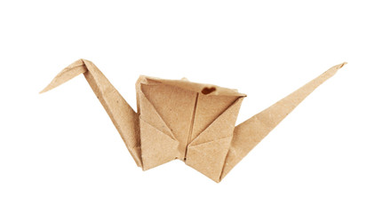 Origami crane, isolated on white