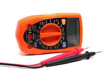 orange multimeter on a white background