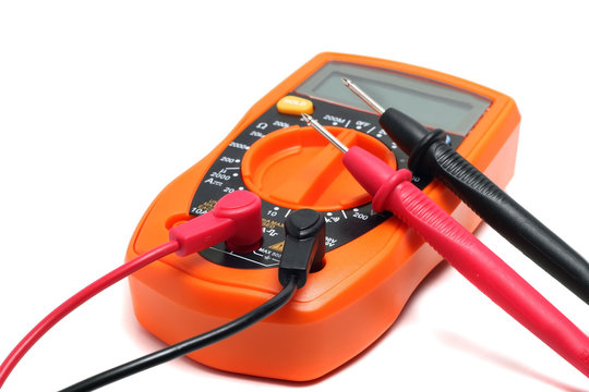 orange multimeter on a white background