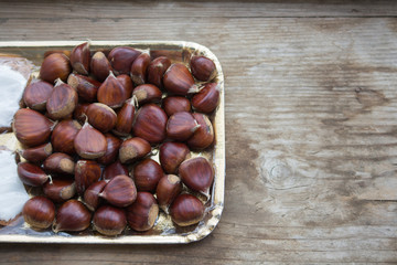 chestnuts of autumn background