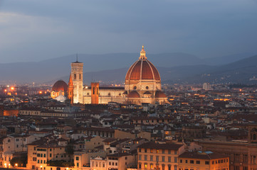 Night panorama of Florence in the beautiful framing