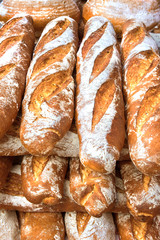 French breads in a bakery market - 72816516