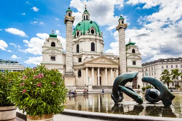 Zelfklevend Fotobehang Wiener Karlskirche at Karlsplatz in Vienna, Austria © JFL Photography