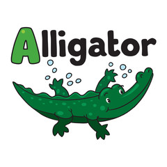 Little alligator or crocodile. Alphabet A