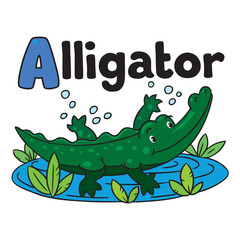 Little alligator or crocodile. Alphabet A