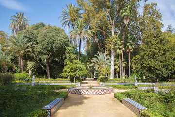 Seville - The little tiled fountain in Maria Luisa park