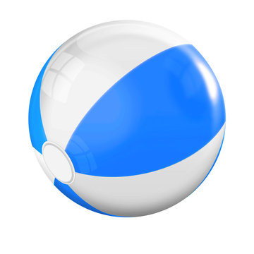 Badeball blau, weiss freigestellt