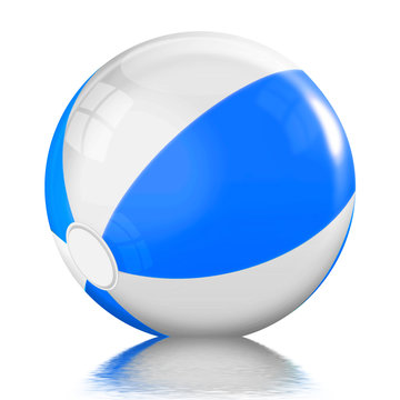 Badeball blau, weiss freigestellt