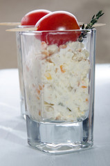 vegetable appetizer with mayonnaise and tomato