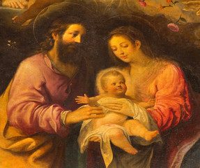 Fototapeta na wymiar Seville - Holy Family paint in church Iglesia de la Anunciacion