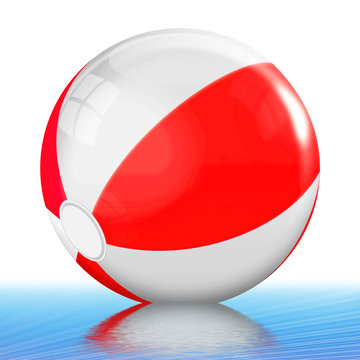 Badeball rot, weiss freigestellt