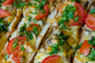 hot baguette with chicken