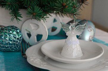 Christmas ans New Year table decoration with Angel