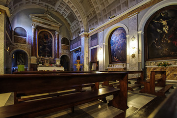 Inside Saint Sebastian church in Rome, Italy