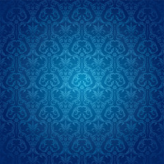 Retro background floral blue pattern