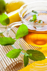 fresh Mint tea in glass cup
