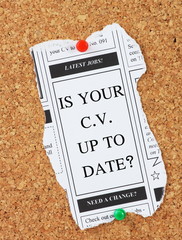 Is Your CV up to date? reminder on a notice board
