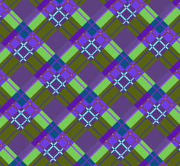 Violet-green plaid fabric