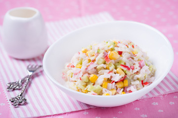 Fresh vegetable salad with corn