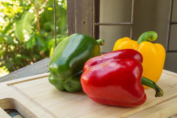 Colored Fresh Sweet Pepper on table
