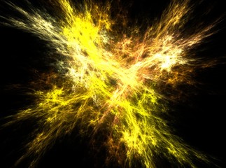 Obraz premium Bright yellow explosion abstract fractal effect light background