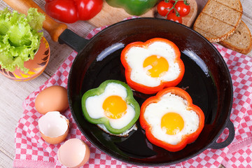 Fried eggs in a pan