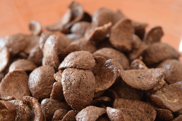 Breakfast Chocolate Corn Flakes Close Up