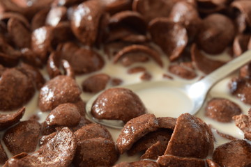 Breakfast Chocolate Corn Flakes Close Up