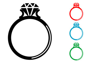 Pictograma anillo con diamante con varios colores - obrazy, fototapety, plakaty