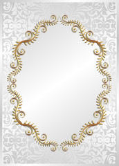 white background with golden frame