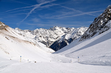 Alpine ski resort in S&ouml;lden in Otztal Alps, Tirol, Austria