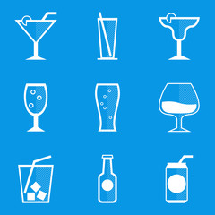 Blueprint icon set. Drink. Cocktail