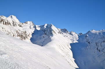 Fototapeta na wymiar Alpine ski resort in Sölden in Otztal Alps, Tirol, Austria