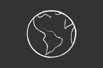 Planet Earth Drawing On School Blackboard