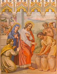 Trnava - neo-gothic fresco - Jesus by miracle in Can