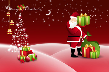 Christmas  gift box with santaclaus