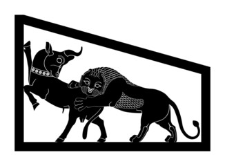 Persepolis Lion & Bull Combat Silhouette