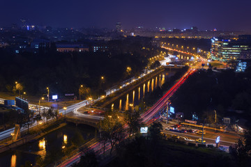 Fototapeta na wymiar Night cityscape , Bucharest,
