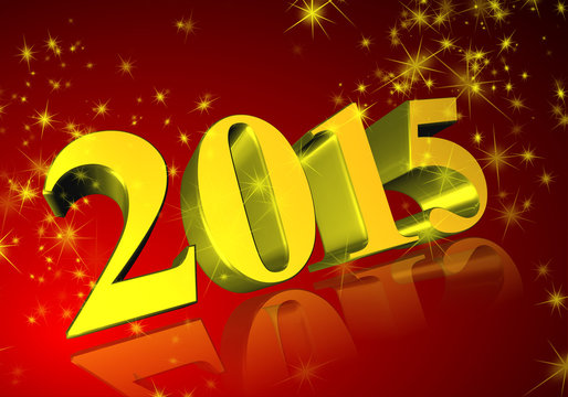 2015 in 3D on red background