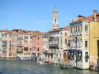 Fototapeta na wymiar Buildings along the Grand Canal in Venice Italy