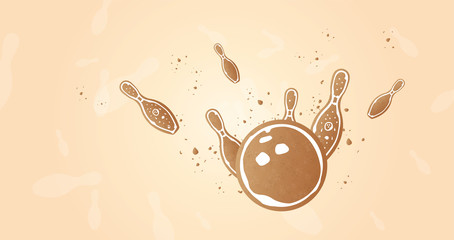 Christmas bowling strike background.