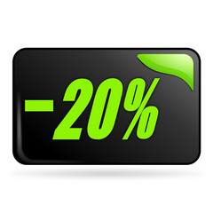 moins vingt pour cent sur bouton web rectangle vert