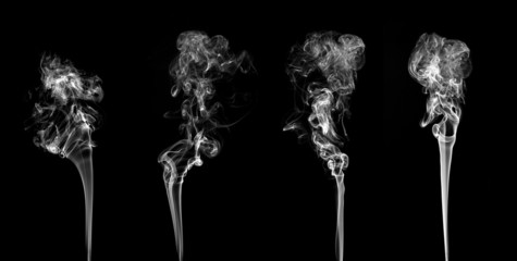 Abstract white smoke collection on black background