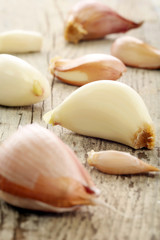 Fresh garlic on a wooden background