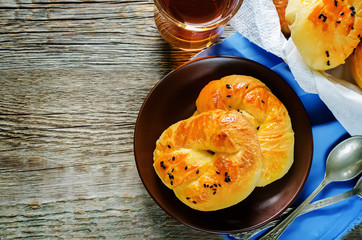 Traditional Turkish bread rolls. Achma.