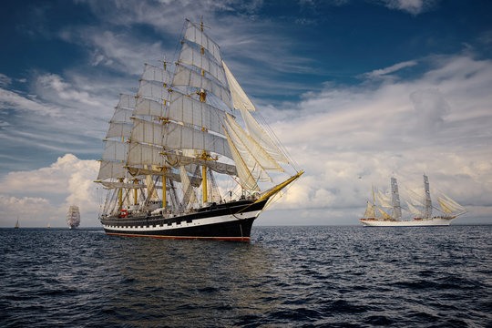 Sailing vessel. Collection of ships and yachts